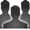 A silhouette of three people, with one in the foreground and two in the background, from the shoulders up.
