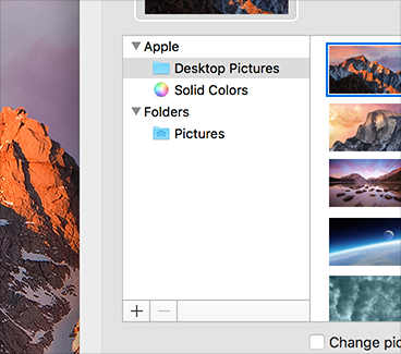 Partial screenshot of a System Preferences window with an opaque sidebar that does not reveal any of the desktop picture beneath it.