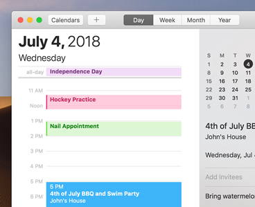 The Calendar app with a light appearance.