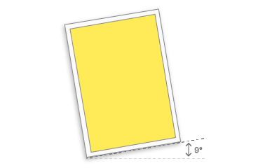 A yellow rectangle rotated nine degrees from the positive X axis.