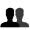 A silhouette of two people next to each other, from the shoulders up.