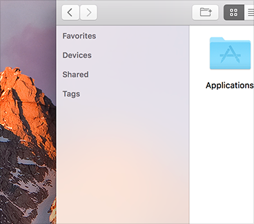Partial screenshot of a Finder window with a translucent sidebar that reveals some of the desktop picture beneath it.