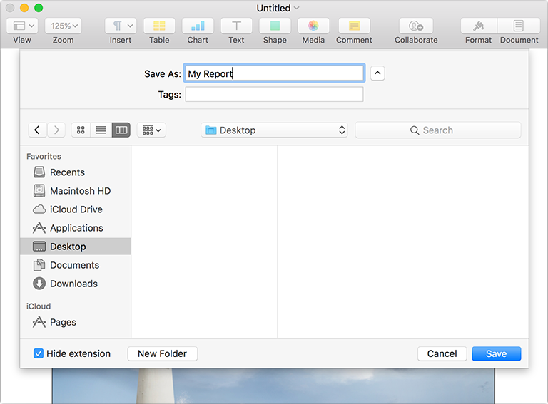 Screenshot of a Save dialog that appears as a sheet attached to the app's toolbar.