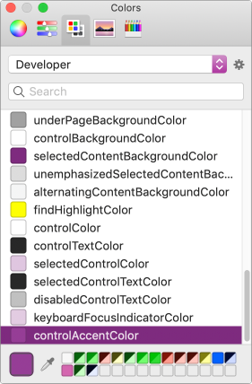 The system color panel with a light appearance.