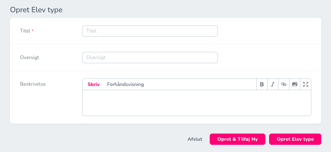 Student Type Create